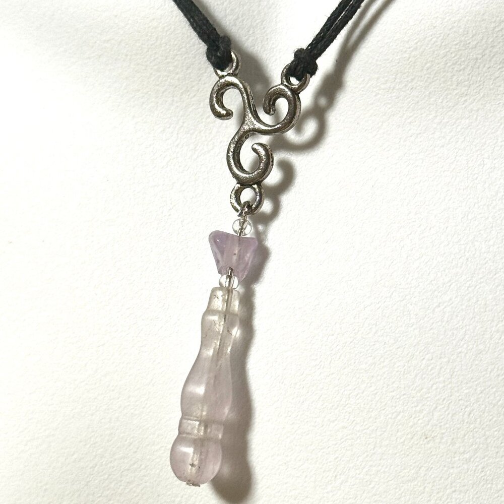 2/$20, Pale Purple Amethyst Lariat Cord Necklace, Genuine Gemstone Necklace